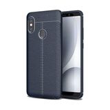 Kvy Xiaomi Redmi Note 5 Pro Deri Görünümlü Lux Niss Silikon Kılıf - Lacivert