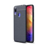 Kvy Xiaomi Redmi Note 7 Deri Görünümlü Lux Niss Silikon Kılıf - Lacivert