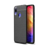 Kvy Xiaomi Redmi Note 7 Deri Görünümlü Lux Niss Silikon Kılıf - Siyah