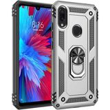 Kvy Xiaomi Redmi Note 7 Yüzüklü Standlı Vega Kılıf + Nano Ekran Koruyucu - Gümüş - Xiaomi Redmi Note 7