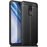 Kvy Xiaomi Redmi Note 9 Deri Görünümlü Lux Niss Silikon Kılıf - Siyah