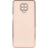 Kvy Xiaomi Redmi Note 9 Pro Parlak Kenarlı Bark Silikon Kılıf - Rose Gold
