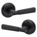 Kwikset Perth İç Mekan Gizlilik Kapı Kolu Kilitli Kapı Kolu, Banyo ve Yatak Odası için Kapı Kolu, Mat Siyah, Ters Çevrilebilir Anahtarsız Düğme Kilit Kapı Kolu, Mikroban Korumalı