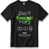 Kwskı ZZR1400 Motorcu Tişört Model Unisex %100 Cotton Pamuk Rahat Regular Baskı Motor T-Shirt - Siyah
