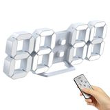 KWYDYP 3D LED Masa Dijital Duvar Çalar Saat 24,7 cm Dekoratif Ev Kolay Kullanım Sessiz Erteleme Sıcaklığı Otomatik Kısıcı USB Pilsiz Gece Lambası Oda/Ofis/Yatak Odası/Mutfak/Okul için (Soğuk Beyaz)