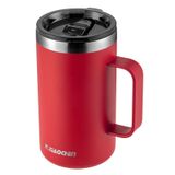 KXIAOCHEN 20oz Kapaklı Yalıtımlı Kahve Kupası, Paslanmaz Çelik Kahve Fincanı, Kulplu Çift Duvar Vakumlu Kahve Bardağı, Premium Termal Seyahat Kahve Kupası (Kırmızı)