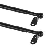 KXLife 2'li Paket Küçük Perde Çubuğu 45,7-76,2 cm, 1/2 cm Çap, Kafe Kapı Perdesi Pencere Çubuğu, Braketli Ayarlanabilir Perde Çubukları (Siyah)