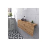 Kydonia Home 140X60 Cm Oval Köşeli Sabit Raflı Çam Ahşap Desenli Duvara Monte Kırma Katlanır Masa