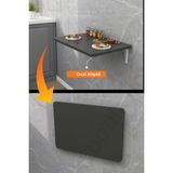 Kydonia Home 4 Köşesi Oval Antrasit Gri Duvara Monte Kırma Katlanır Yemek Mutfak Masası - 45x70 cm