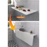 Kydonia Home 4 Köşesi Oval Beyaz Sabit Raflı Duvara Monte Kırma Katlanır Yemek Mutfak Masası - 60x110 cm