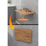 kydonia home 4 köşesi oval çam ahşap desenli duvara monte kırma katlanır yemek masası - 45x70 cm