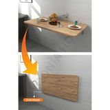 kydonia home 4 köşesi oval çam ahşap desenli duvara monte kırma katlanır yemek masası - 60x90 cm