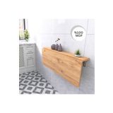 Kydonia Home 60X140 Cm Oval Köşeli Sabit Raflı Çam Ahşap Desenli Duvara Monte Kırma Katlanır Masa