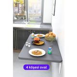 Kydonia Home 60X90 Cm 4 Köşe Oval Antrasit Gri Renk Duvara Monte Kırma Katlanır Yemek Masası