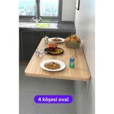 Kydonia Home 60X90 cm 4 Köşesi Oval Duvara Monte Kırma Katlanır Masa - Atlantik Çam