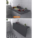 Kydonia Home 60x90 cm Duvara Monte Katlanır Masa – Antrasit Gri, Sabit Raflı, Oval Köşeli