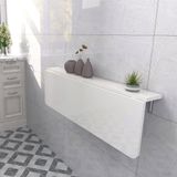 Kydonia Home 60x90 cm Oval Köşeli Sabit Raflı Duvara Monte Kırma Katlanır Yemek ve Mutfak Masası (Mat Beyaz)