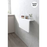 Kydonia Home 72X45 Cm Oval Köşeli Mat Beyaz Sabit Raflı Duvara Monte Kırma Katlanır Yemek Masası