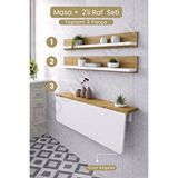 Kydonia Home Duvara Monte Katlanır Masa + 2’li Raf Seti 60 X 90 Cm Oval Köşe Yer Kaplamaz Çok Amaçlı Masa Çok Renkli