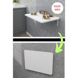 kydonia home mdf lam 4 köşesi oval beyaz duvara monte kırma katlanır mutfak ve yemek masası - 60x140 cm