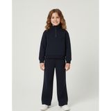 Kyex Kids Premıum Kız Çocuk Lacivert Alt Üst Pamuklu Yumuşacık Fermuarlı Cepli Eşofman Takımı 3-8 Yaş - 3 - 4 Yaş