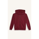 Kyex Kids Unisex Çocuk Bordo Fermuarlı Kapüşonlu Sweatshirt Okul - Günlük Için En Rahat Basic Hırka 3-10 Yaş - 5 - 6 Yaş