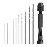KYLOS 10 adet el matkabı, mini matkap, pin vizörlü el matkabı, hassas el matkabı ucu, mini matkap seti, hassas pin vizör mikro el matkabı, saplı, metal, ahşap, kuyum, model yapımı için