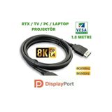 KYNC 8k Displayport Dp Kablo 1080p@ 360hz, 2k@ 240hz, 4k@ 144hz, 8k@ 60hz V1.4 Sinema Oyuncu
