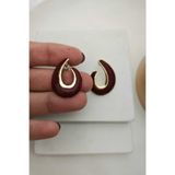 KYOLA DESİGN Bordo Mineli Çift Yönlü Gold Kadın Küpe (3cm)