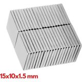 Kyops 10 Adet 15X10X1.5 mm Köşeli Neodyum Mıknatıs N35 Magnet Dayanıklı Nikel Kaplama ( Lisinya )