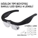 Kyops - Şarjlı Gözlük Büyüteç 4 Farklı Lens -11537DC ( Lisinya )
