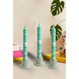 Kyphi Natural 3 Adet El Yapımı Ebru Şamdan Mumu | Dekoratif Blok Candle | 20 cm 8 Saat Yanma | Hediye - Yeşil