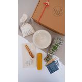 Kyphi Natural El Yapımı Seramik Tütsülük Seti, Adaçayı Demet Tütsü,Balmumu, Palo Santo Ağaç Tütsü Seti (Oliva(Bej) Tütsülük, Adaçayı Tütsü Demeti, Palo Santo Ağaç Tütsü ve Balmumu mum : Tütsü Seti)