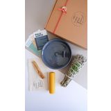 Kyphi Natural El Yapımı Seramik Tütsülük Seti, Adaçayı Demet Tütsü,Balmumu, Palo Santo Ağaç Tütsü Seti (Siva(Gri) Tütsülük, Adaçayı Tütsü Demeti, Palo Santo Ağaç Tütsü ve Balmumu mum : Tütsü Seti)