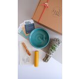 Kyphi Natural El Yapımı Seramik Tütsülük Seti, Adaçayı Demet Tütsü,Balmumu, Palo Santo Ağaç Tütsü Seti (Voda(Yeşil) Tütsülük, Adaçayı Tütsü Demeti, Palo Santo Ağaç Tütsü ve Balmumu mum : Tütsü Seti)