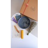 Kyphi Natural El Yapımı Seramik Tütsülük Seti, Lavanta Demet Tütsü,Balmumu, Palo Santo Ağaç Tütsü Seti (Siva(Gri) Tütsülük, Lavanta Tütsü Demeti, Palo Santo Ağaç Tütsü ve Balmumu mum : Tütsü Seti)