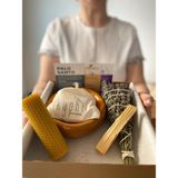 Kyphi Natural Kamila Tütsülük ve Enerji Başlangıç Seti : Palo Santo Ağaç Tütsü, Lavanta Tütsü Demeti, Balmumu Mum, Kaya Tuzu - 1 Adet