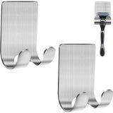 Kyro tech 2'Li Paslanmaz Çelik Metal Banyo Jilet ve Traş Bıçağı Tutucu, Kendinden Yapışkanlı, Çift Askılı, Delme Gerektirmez, Su Geçirmez, Nemli Ortama Dayanıklı, Fayans, Mermer, Cam, Ahşap Uyumlu