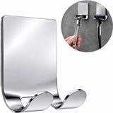 Kyro tech Paslanmaz Çelik Metal Banyo Jilet ve Traş Bıçağı Tutucu, Kendinden Yapışkanlı, Çift Askılı, Delme Gerektirmez, Su Geçirmez, Nemli Ortama Dayanıklı, Fayans, Mermer, Cam, Ahşap Uyumlu