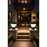 Kyrotech 2 Adet Set Üstü Solar Bahçe Aydınlatması, 6500K Beyaz Işık, 30W SMD LED Güneş Enerjili 2 Modlu, IP65 Su Geçirmez Set Üstü Duvar Tipi Dış Mekan Bahçe Lambası, Balkon, Villa, Garaj Aydınlatma Armatürü