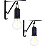 Kyrotech 2 Li Set Güneş Enerjili Led Dış Mekan Lamba, Su Geçirmez, Ferforje Askılı, Usb Şarjlı, 3 Modlu, Kapı Önü, Bahçe, Balkon, Garaj İşyeri Giriş Aydınlatması, Dekoratif Solar Lamba