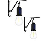 Kyrotech 2 Li Set Güneş Enerjili LED Dış Mekan Lamba, Su Geçirmez, Ferforje Askılı, USB Type-C Şarjlı, 3 Modlu, Kapı Önü, Bahçe, Balkon, Garaj ve İşyeri Giriş Aydınlatması, Dekoratif Solar Lamba