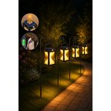 Kyrotech 4 Adet Premium Solar Bahçe Lambası, 1,15 Metre Metal Standlı, Type-C Şarjlı Hareket Sensörlü Güneş Enerjili LED Bahçe Aydınlatması, 300 Lümen, 2 Renk Modlu Beyaz ve Gün Işığı, Su Geçirmez