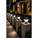 Kyrotech 4 Adet Set Üstü Solar Bahçe Aydınlatması, 6500K Beyaz Işık, 30W SMD LED Güneş Enerjili 2 Modlu, IP65 Su Geçirmez Set Üstü Duvar Tipi Dış Mekan Bahçe Lambası, Balkon, Villa, Garaj Aydınlatma Armatürü