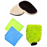 Kyrotech 4’lü Araç Temizlik ve Detay Bakım Seti, 2’li Mikrofiber Bez + Yün Polisaj Eldiveni + Araç Yıkama Eldiveni, Çizmez, İz Bırakmaz, Profesyonel Oto Bakım 2