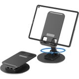 Kyrotech Ayarlanabilir Katlanabilir Masaüstü Telefon Standı, 360° Döner, Evrensel Uyumlu 4-8 inç Telefon ve 13 İnch Kadar Tablet Tutucu, Alüminyum Metal Tabanlı, Kaymaz ve Taşınabilir 33 CM Uzunluk