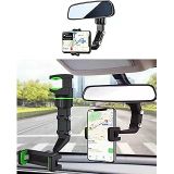 Kyrotech Dikiz Aynası, Koltuk Arkası, Çalışma Masası Telefon Tutucu, Standart, Iphone, Samsung, Xiaomi, Uyumludur, 360 Dönebilen Çok Fonksiyonlu Akrobat Telefon Tutucu