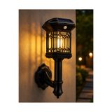 Kyrotech Güneş Enerjili Hareket Sensörlü Duvar Lambası 40 cm, 3000K Gün Işığı Solar Aplik, Filament LED Dekoratif Bahçe Aydınlatması, Balkon Teras Veranda Çit Villa Girişi Yürüyüş Yolu Dış Cephe Duvar Armatürü