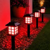 Kyrotech Hlyos 2 Adet 5W Solar Bahçe Lambası 38 cm, Güneş Enerjili Dekoratif Dış Mekan Aydınlatması, Su Geçirmez, Otomatik Sensörlü Peyzaj Lambası, Balkon, Teras, Veranda, Yürüyüş Yolu (Kırmızı Led)