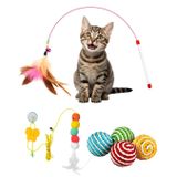 Kyrotech İnteraktif Kedi Oyuncağı Seti, Peluş oyuncak, kedi oyun oltası, avlanma Geliştirici, İp sarmalı Oyun Topu, Zeka Artırıcı Kedi Oyuncak Seti (3 Parça Set)